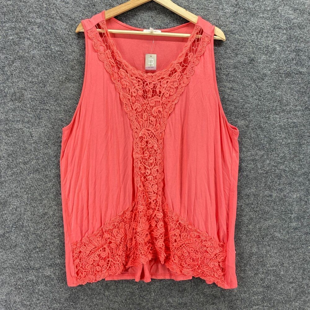 New Maurices Blouse Women 3 Pink Crochet Sleeveless Rayon Round Neck Casual